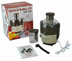 Соковидавлювач GRUNHELM GJR625 електричний, потужність 600 Вт, широка горловина 65 мм, склянка 450 мл, розміри: 200ш*320в*240г - зображення 2