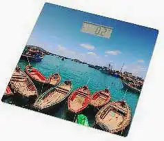 Фото товара Весы напольные GRUNHELM BES-BOA, стеклянные, с изображением лодок, 0-180 кг