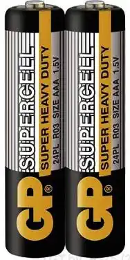 Батарейка AAA R03, GP Supergell 24PL-S2, 1,5 V, сольова, уп. 2/1, аналоги: LR03, UM4, 24A, MN2400, AM4 - зображення 1