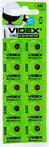 Фото товара Батарейка AG1 Videx, 1.5 V, щелочная, бл. 10/1, аналоги: LR621, SR621SW, 364, 164, 280-34, GP364, SB-AG/DG, LR60, LR620, SR60, SR60L, V364