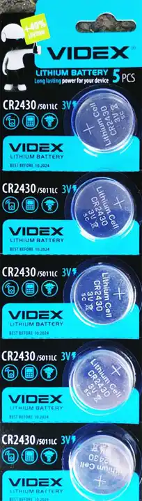 Батарейка CR2430 Videx, 3 V, літієва, бл. 5/1, аналоги: DL2430, ECR2430, BR2430, KCR2430, L2430 - зображення 1