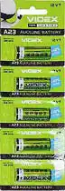 Фото товара Батарейка A23 Videx, 12 V, алкалиновая, пленка, бл. 5/1, аналоги: 23AE, GP23A, V23GA, LRV08, 8LR932, 8LR23, MN21