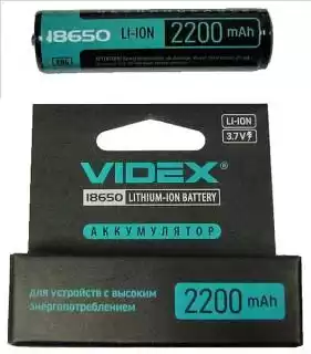Фото товара Аккумулятор 18650 Videx 2200 mAh, литиевый, 3.7V