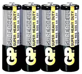 Фото товара Батарейка AA R6, GP Supercell 15PL-S2, 1,5 V, солевая, уп. 4/1, аналоги: R6, UM3, 15D, 15S, пальчиковая