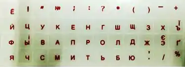 Наклейки для клавиатуры прозрачные полноразмерные, украинские буквы синие - изображение 1