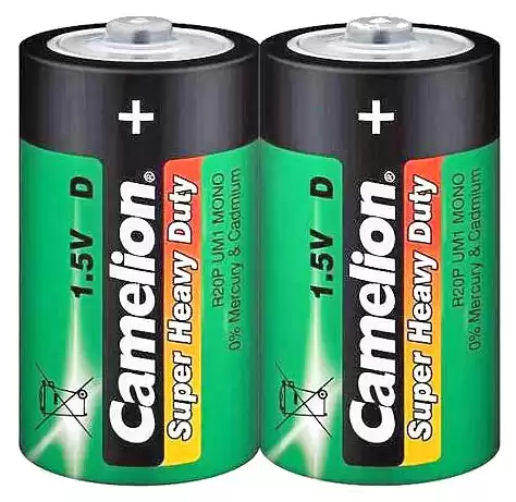 Батарейка D R20, Camelion Super Heavy Duty, 1,5 V, сольова, уп. 10/2/1, аналоги: LR20, UM1, 13, 14, 14D - зображення 1