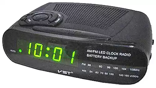 Часы сетевые VST-906-2 зеленые, радио FM, 220V - изображение 1
