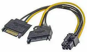 Фото товара Кабель питания для видеокарт 6pin Male на 2хSATA Male, 20 см