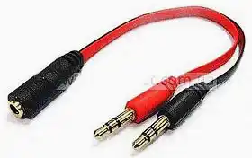 Фото товара Кабель Audio 3.5 мм Female 4pin на 2x3.5 мм Male stereo, 20 см