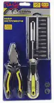 Фото товара Набор инструментов, 14 единиц (блистер) Плоскогубцы 160мм, Отвертка с битами: SL3; 4, 5, 6; PH 0, 1, 2, 3; Т10, Т15, Т20, Т25 СТАЛЬ