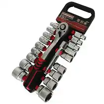 Фото товара Набор насадок торцевых (8-32мм) с трещоткой 72 зубов 1/2 ", + удлинитель 125мм, 20 ед. CR-MO HAISSER