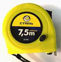 Фото товара Рулетка измерительная 7.5мх25мм пластиковый корпус 3 стопа Сталь