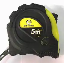 Фото товара Рулетка измерительная 5мх19мм прорезиненный корпус 3 стопа Сталь