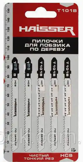 Пилочне полотно HAISSER T 101 B - н-р 5 шт, 75 мм, м"яка деревина, столярна плита, ДСП, ДВП, матеріали на епоксидних смолах - зображення 1