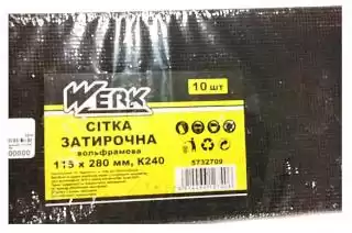 Фото товара Сетка затирочная вольфрамовая 115х280 мм, к240, н-р 10 шт WERK