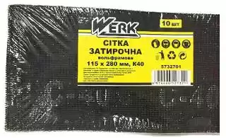 Фото товара Сетка затирочная вольфрамовая 115х280 мм, К40, н-р 10 шт WERK