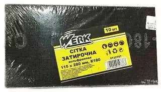 Фото товара Сетка затирочная вольфрамовая 115х280 мм, к180, н-р 10 шт WERK