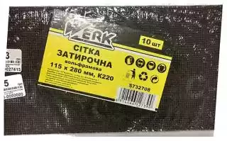 Фото товара Сетка затирочная вольфрамовая 115х280 мм, К220, н-р 10 шт WERK (WE107113 / 5732711)