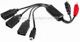 Фото товара HUB USB 2.0 на 3 порта, VE 447, 2xUSB AM дополнительного питания, mini USB 2.0 M 5pin, RTL