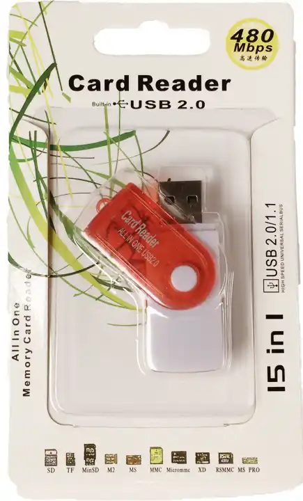 Картридери USB All in 1 SD, MMC, TF, ProDuo, M2 colormix blister - зображення 2