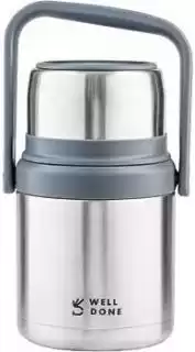 Фото товара Термос пищевой WD-7131S 1 л, двойные стенки, нержавеющая сталь, складная ложка, ручка