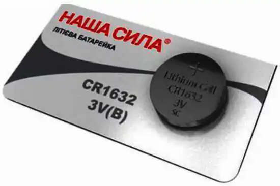 Батарейка CR1632, Наша Сила, 3 V, літієва, бл. 5/1, аналоги: DL1632, ECR1632, BR1632, KCR1632, SB-T13 - зображення 1