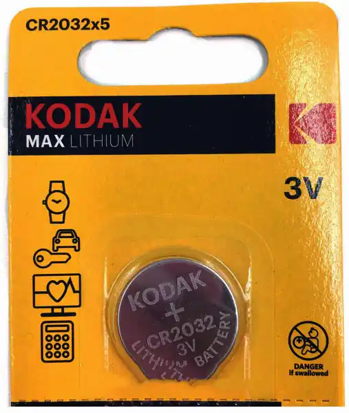 Батарейка CR2032 Kodak, 3 V, літієва, бл. 5/1, аналоги: CR2032, DL2032, 5004LC, BR2032, ECR2032, KCR2032, L2032 - зображення 1