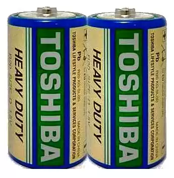 Батарейка D R20, Toshiba, 1,5 V, сольова, уп. 2/1, аналоги: LR20, UM1, 13, 14, 14D - зображення 1