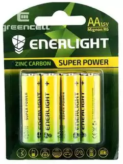 Фото товара Батарейка AA R6 Enerlight, 1,5 V, солевая, упаковка 4 шт., аналоги: LR6, R6, 316, А316, Mignon, Stilo, пальчиковая