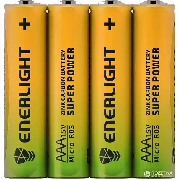 Батарейка AAA R03, Enerlight, 1,5 V, сольова, уп. 4/1, аналоги: LR03, UM4, 24A, MN2400, AM4 - зображення 1