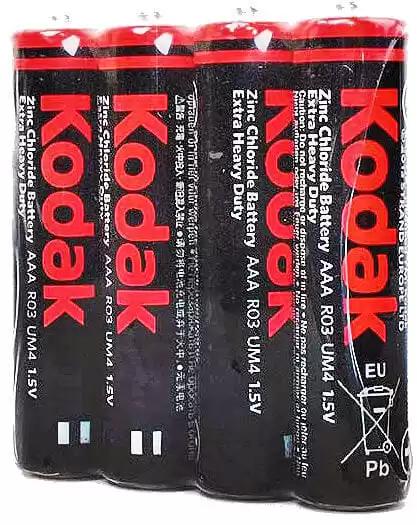 Батарейка AAA R03, Kodak, 1,5 V, сольова, уп. 4/1, аналоги: LR03, UM4, 24A, MN2400, AM4 - зображення 1