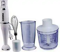 Фото товара Блендер GRUNHELM EBS-800P белого цвета, многофункциональное устройство, позволяет измельчать, взбивать и смешивать продукты, мощьность 800W