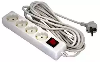 Фото товару Мережевий подовжувач Grunhelm GS4W3M 220 вольтів на 4 розетки, довжина кабелю 3 м