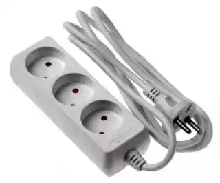 Фото товару Мережевий подовжувач Grunhelm W03W18M 220 вольтів, 3 розетки, довжина кабелю 1,8 м