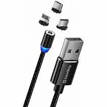 Фото товара Кабель ColorWay Magnetic USB-Lightning/MicroUSB/USB Type-C CW-CBUU020-BK