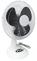 Фото товара Вентилятор настольный GRUNHELM GFS-3011 белый. Мощность 40 Вт, диаметр 35 см, 3 режима скорости, поворот 90 градусов, регулировка высоты и наклона