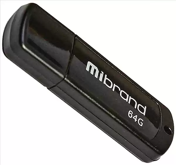 Флешка 64 Гб Mibrand Grizzly USB 2.0 чорна - зображення 1