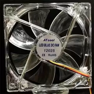 Фото товара Корпусной вентилятор для компьютера 120*120*25 мм 3pin в прозрачном корпусе, с ЛЕД подсветкой синего цвета