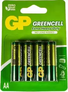 Фото товара Батарейка AA R6, GP Greencell 15G-2UE4, 1,5 V, солевая, уп. 4/1, аналоги: R6, UM3, 15D, 15S, пальчиковая