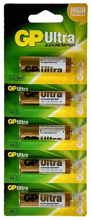 Батарейка AA LR6, GP Ultra Alkaline 15UHM-2UE5, 1,5 V, лужна, уп. 2/1, аналоги: R6, UM3, 15, 15A, MN1500 - зображення 1