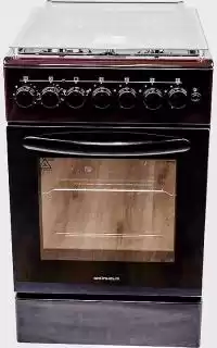 Фото товара Кухонная плита газовая Grunhelm G4FG-5612BR-0 коричневая, 4 конфорки SABAF (Италия), электродуховка 70 л, гарантия 2 г. Производство - Турция