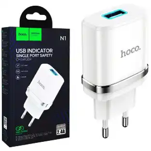 Фото товара Зарядное устройство Hoco N1 220V на 1 USB, 5V 2,4A белый