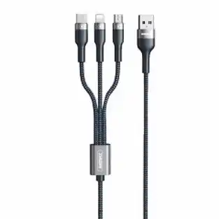 Фото товара Кабель 3 в 1, с USB до micro USB, до Iphone, до Type-C, Remax RC-070th 1 м, черный