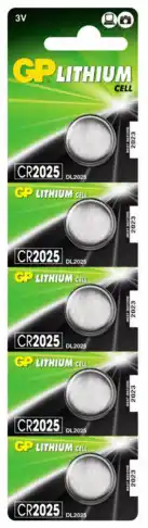 Батарейка CR2025 GP, 3 V, літієва, бл. 5/1, аналоги: CR2025, DL2025, ECR2025, BR2025, KCR2025, L2025 - зображення 1