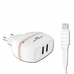 Зарядний пристрій Konfulon C-23+S32 2,4 А, 2xUSB, Cable Lighting - зображення 1