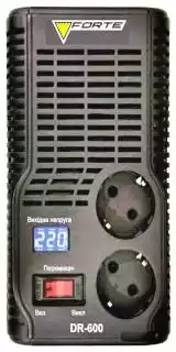 Фото товара Стабилизатор напряжения Forte DR600, релейного типа, мощность 500ВА, точность 10%, вес 1,8кг.