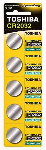 Батарейка CR2032 Toshiba, 3 V, літієва, бл. 5/1, аналоги: CR2032, DL2032, 500LC, BR2032, ECR2032, L2032 - зображення 1