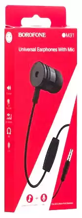 Навушники з мікрофоном Borofone BM31 black Вакуумні - зображення 1