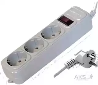 Фото товара Сетевой удлинитель Maxxter SPM3-G-10G с фильтром на 3 розетки, длина кабеля 3 м