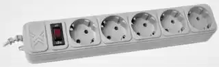 Фото товара Сетевой удлинитель Maxxter SPM5-G-15G с фильтром на 3 розетки, длина кабеля 4,5 м